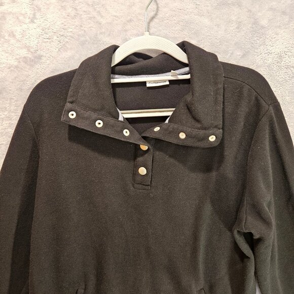 Croft & Barrow Sweater Womens XL Black tight knit Pull over 1/4 Silver snaps - Picture 6 of 12